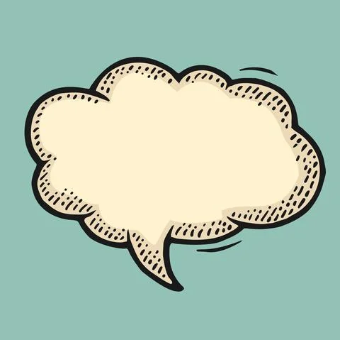 Speech bubble. Isolated on turquoise background. Vintage black and beige vect Stock Illustration