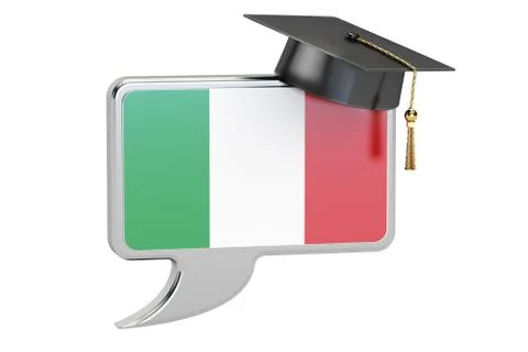 Speech bubble with Italian flag learning concept 3D rendering Stock Illustration