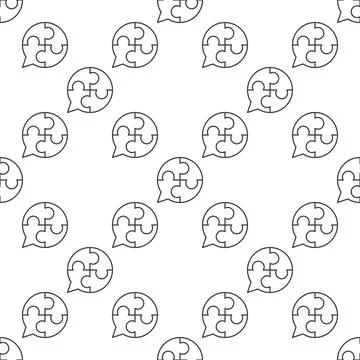 Speech Bubble with Jigsaw Puzzle vector linear seamless pattern Illustrazione stock