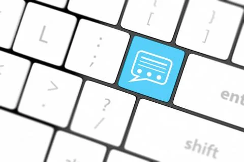 Speech bubble key button on the keyboard. Illustrazione stock