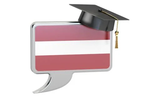Speech bubble with Latvian flag learning concept 3D rendering イラスト素材