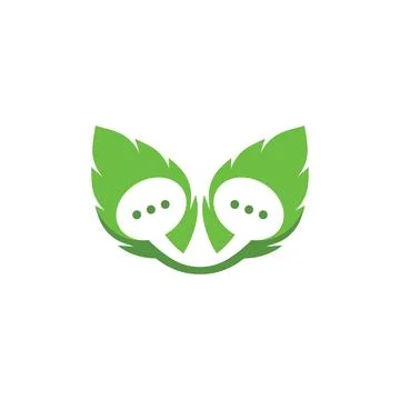 Speech bubble leaf concept  logo icon vector Illustrazione stock