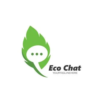 Speech bubble leaf concept  logo icon vector Illustrazione stock