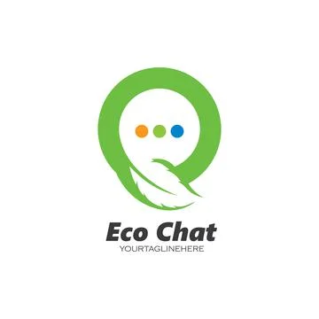 Speech bubble leaf concept  logo icon vector Illustrazione stock