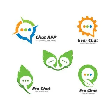 Speech bubble leaf,gear,compass  concept  logo icon vector Illustrazione stock