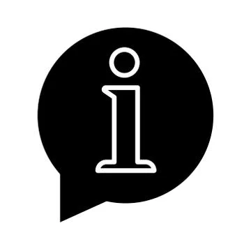 Speech bubble with letter i technical service silhouette style Illustrazione stock