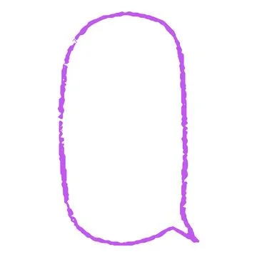 Speech bubble lilac outline blank, vector cartoon crayon communication chat Illustrazione stock