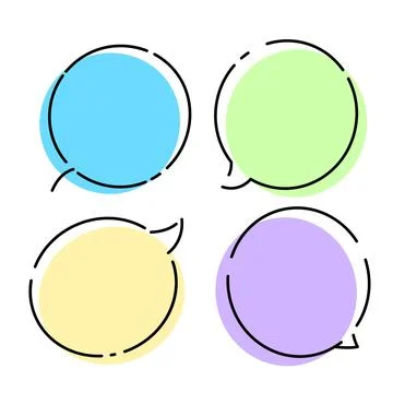 Speech bubble line. cute bubble talk with empty comment Stock Illustration