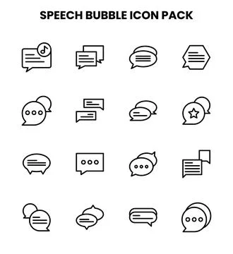 Speech Bubble Line Design Icons Pack Stock Illustration