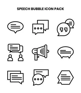 Speech Bubble Line Design Icons Pack Ilustración de archivo