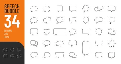 Speech Bubble line Editable Icons set. Stock Illustration