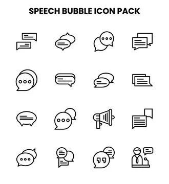 Speech Bubble Line Graphics Icons Pack Illustrazione stock