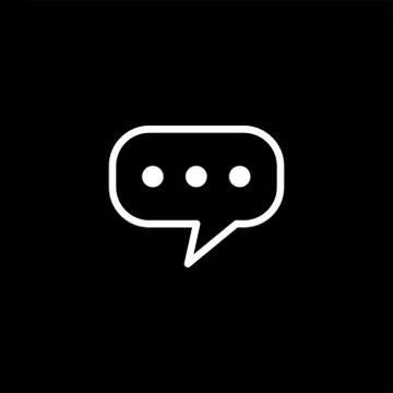 Speech Bubble Line Icon On Black Background. Black Flat Style Vector Stock Illustration