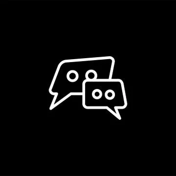 Speech Bubble Line Icon On Black Background. Black Flat Style Vector Stock Illustration