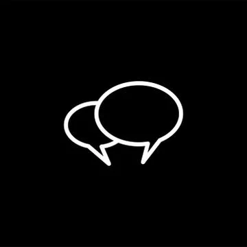 Speech Bubble Line Icon On Black Background. Black Flat Style Vector Illustrazione stock