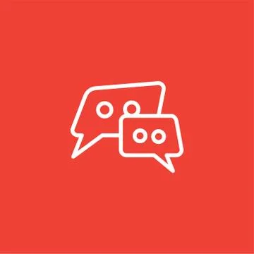 Speech Bubble Line Icon On Red Background. Red Flat Style Vector Illustration Illustrazione stock