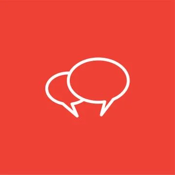 Speech Bubble Line Icon On Red Background. Red Flat Style Vector Illustration 스톡 일러스트