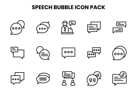 Speech Bubble Line Icons Pack Stock Illustration