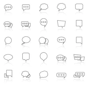 Speech Bubble line icons with reflect on white background 스톡 일러스트