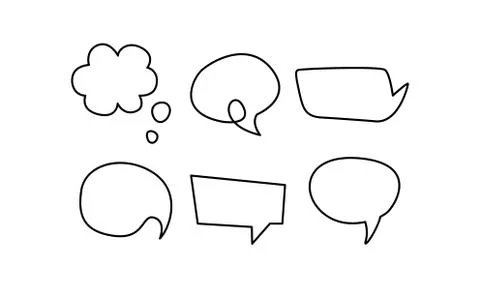 Speech bubble line icons set, text balloons of different shapes vector Illustrazione stock