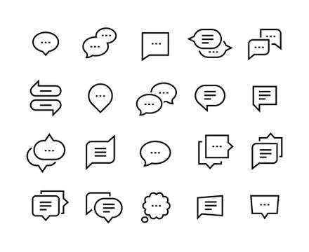 Speech bubble line icons. Talk chat thin conversation dialog symbols, voice Illustration