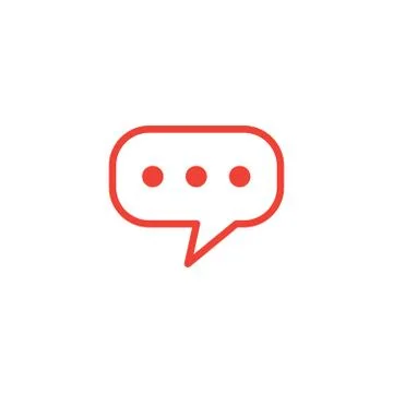 Speech Bubble Line Red Icon On White Background. Red Flat Style Vector Stock Illustration