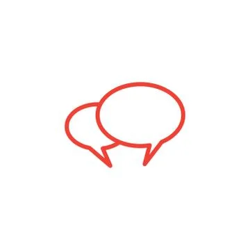 Speech Bubble Line Red Icon On White Background. Red Flat Style Vector Stock Illustration