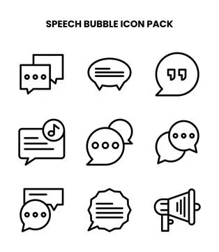 Speech Bubble Line Scalable Icons Pack Stock Illustration