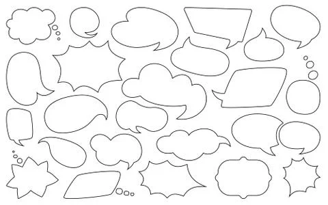 Speech bubble line silhouette set outline vector Stock Illustration
