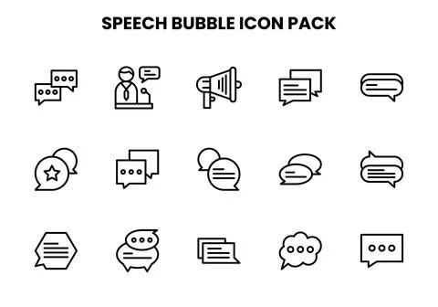Speech Bubble Line SVG Icons Pack Stock Illustration