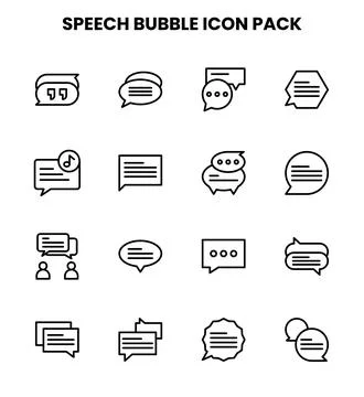 Speech Bubble Line UI Icons Pack Stock Illustration