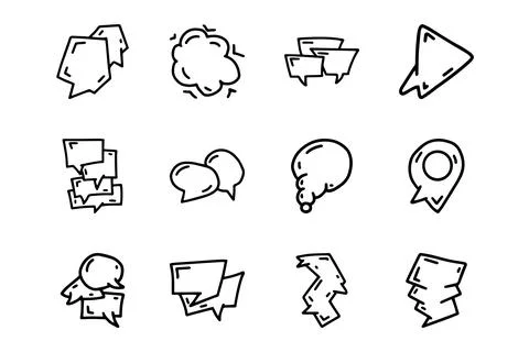 Speech bubble line vector doodle simple icon set Stock Illustration