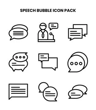Speech Bubble Line Vector Icons Pack Stock Illustration