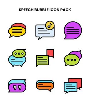 Speech Bubble Lineal Color Design Icons Pack Ilustración de archivo