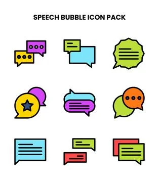 Speech Bubble Lineal Color Graphics Icons Pack Stock Illustration