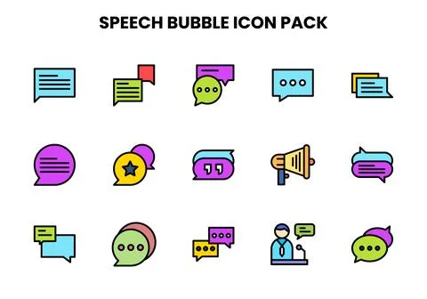 Speech Bubble Lineal Color Graphics Icons Pack イラスト素材