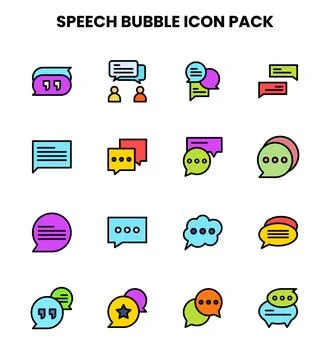 Speech Bubble Lineal Color Scalable Icons Pack 스톡 일러스트