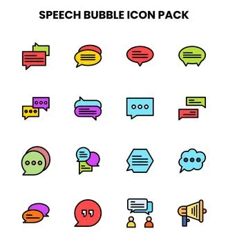 Speech Bubble Lineal Color Scalable Icons Pack Stock Illustration