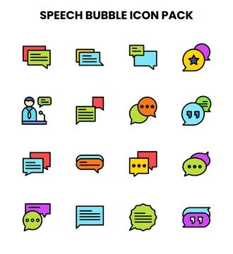 Speech Bubble Lineal Color UI Icons Pack Stock Illustration