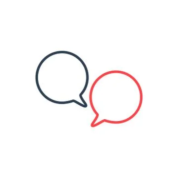 Speech bubble linear icon, vector chat sign or icon made with two round speech Stock Illustration