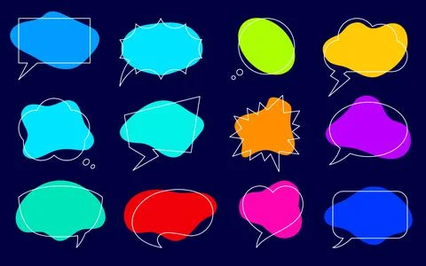 Speech bubble liquid shape color line flat set Illustrazione stock