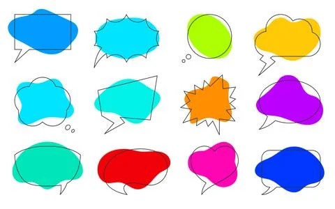 Speech bubble liquid shape color line flat set Illustrazione stock