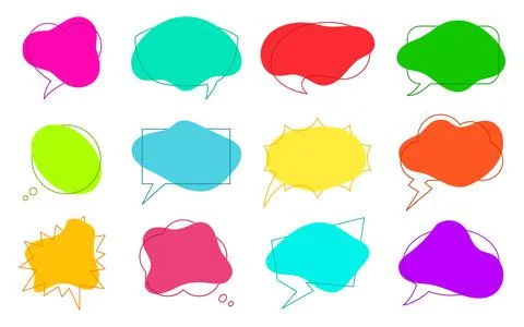 Speech bubble liquid shape line frame flat set Stock Illustration