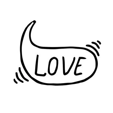 Speech bubble love doodle style black vector illustration Stock Illustration