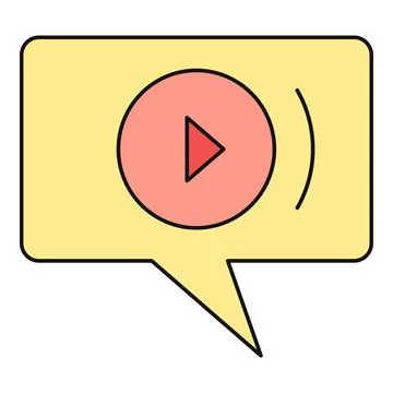 Speech bubble with media play icon showing streaming audio Stock Illustration