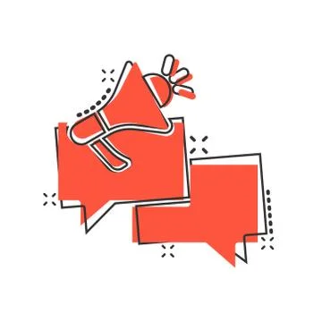 Speech bubble with megaphone icon in comic style. Dialogue box cartoon vector 스톡 일러스트