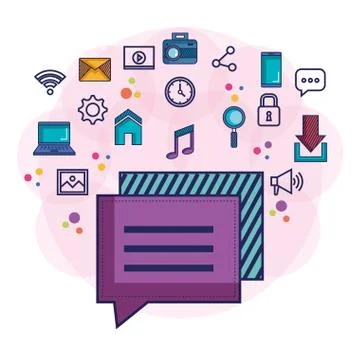 Speech bubble message chat application icon social media networking vector 스톡 일러스트