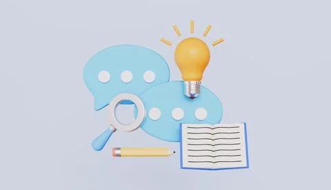 Speech bubble message with lightbulb, Education concept, Student tools Stock Illustration