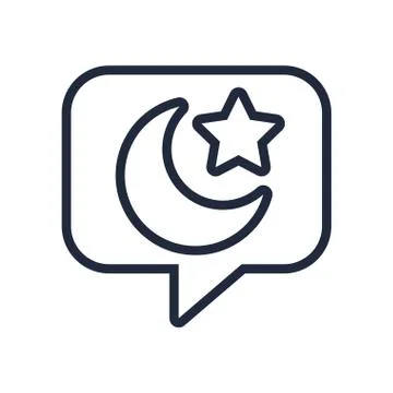 Speech bubble with moon night and star line style Stock Illustration
