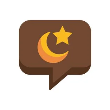 Speech bubble with moon night and star line style Stock Illustration